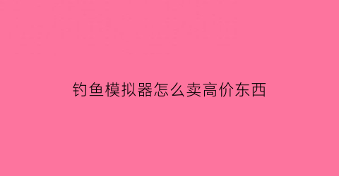 “钓鱼模拟器怎么卖高价东西(钓鱼模拟器鱼钩)