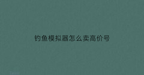 钓鱼模拟器怎么卖高价号(钓鱼模拟器推荐)