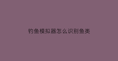 钓鱼模拟器怎么识别鱼类(钓鱼模拟器怎么钓鱼)