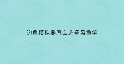 钓鱼模拟器怎么选瓷盘鱼竿(钓鱼模拟器鱼饵)
