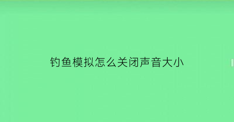 钓鱼模拟怎么关闭声音大小