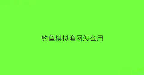 钓鱼模拟渔网怎么用(模拟钓鱼手机版)