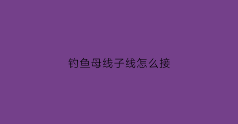 钓鱼母线子线怎么接(钓鱼母线子线怎么接线图解)