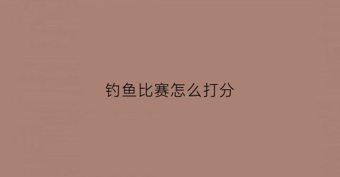 钓鱼比赛怎么打分