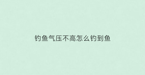 “钓鱼气压不高怎么钓到鱼(钓鱼气压低)