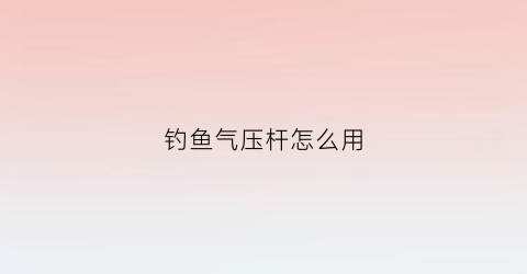 “钓鱼气压杆怎么用(钓鱼气压表好用吗)