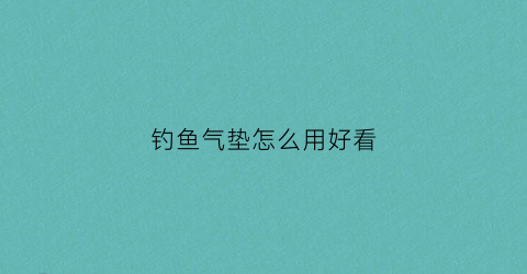 钓鱼气垫怎么用好看(钓鱼气垫船什么价钱)