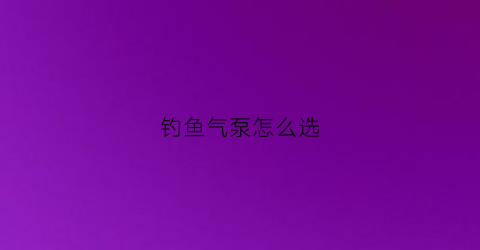 “钓鱼气泵怎么选(户外钓鱼氧气泵)