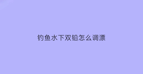 钓鱼水下双铅怎么调漂(水下用双铅钓鲫鱼视频)