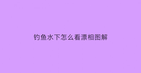钓鱼水下怎么看漂相图解(钓鱼水下怎么看漂相图解大全)