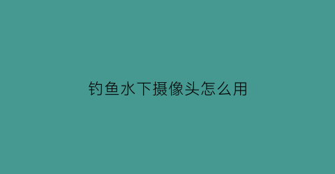钓鱼水下摄像头怎么用(钓鱼水下摄像头有用吗)