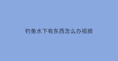 钓鱼水下有东西怎么办视频