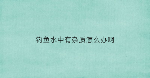 钓鱼水中有杂质怎么办啊(钓鱼水很浑浊)