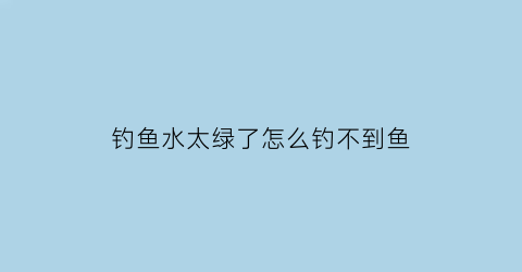 钓鱼水太绿了怎么钓不到鱼(水很绿怎么钓鱼)