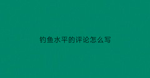 钓鱼水平的评论怎么写(钓鱼评论说说)