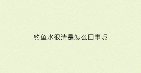 钓鱼水很清是怎么回事呢(钓鱼水清好还是水浑好)