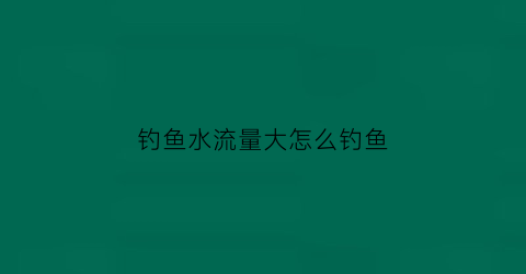 钓鱼水流量大怎么钓鱼(钓鱼水流量大怎么钓鱼的)