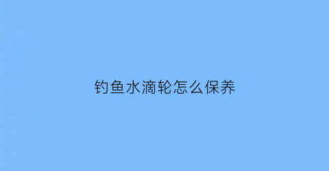 钓鱼水滴轮怎么保养(水滴轮怎么保养搞什么油)