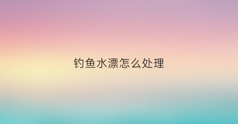 钓鱼水漂怎么处理