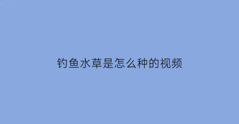 “钓鱼水草是怎么种的视频(水草钓鱼视频教程)