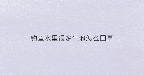 “钓鱼水里很多气泡怎么回事(钓鱼水里很多气泡怎么回事儿)