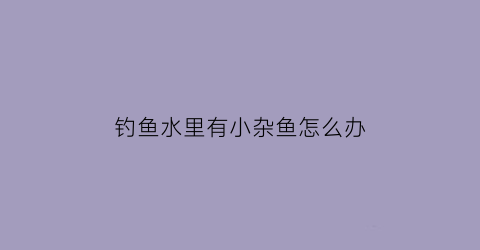 “钓鱼水里有小杂鱼怎么办(野钓全是小杂鱼)