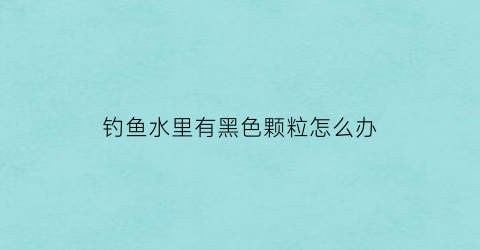钓鱼水里有黑色颗粒怎么办(钓鱼时水里有水泡是怎么回事)