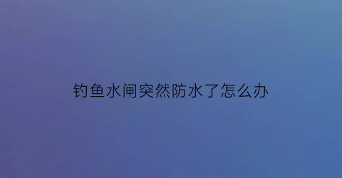 钓鱼水闸突然防水了怎么办(水闸放水口怎么钓鱼)