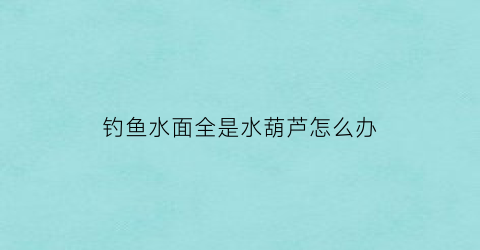 “钓鱼水面全是水葫芦怎么办(钓鱼水面全是水葫芦怎么办呢)