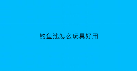 钓鱼池怎么玩具好用(钓鱼池怎么玩具好用呢)