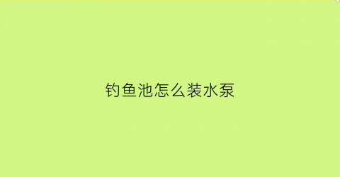 钓鱼池怎么装水泵