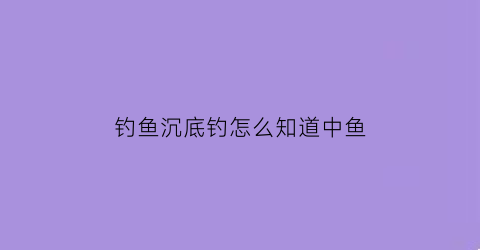 “钓鱼沉底钓怎么知道中鱼(沉底钓鱼技巧)