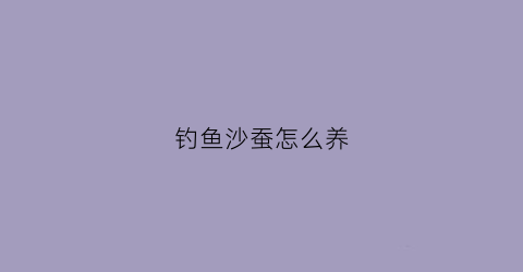 钓鱼沙蚕怎么养