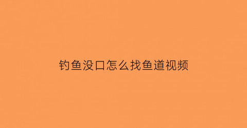 “钓鱼没口怎么找鱼道视频(钓鱼没口了还能继续打窝吗)