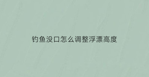 “钓鱼没口怎么调整浮漂高度(野钓没有口)