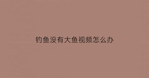 钓鱼没有大鱼视频怎么办(钓鱼没有鱼吃食怎么办)