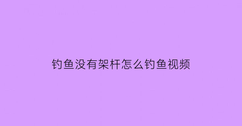 钓鱼没有架杆怎么钓鱼视频(钓鱼没有架杆怎么办)