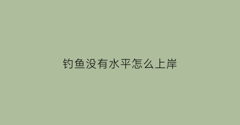 钓鱼没有水平怎么上岸(野钓没有鱼)