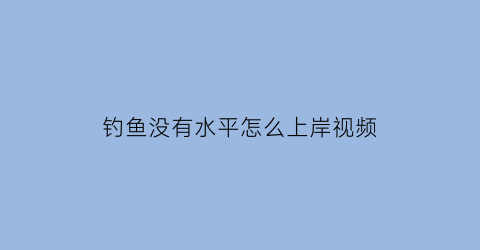 “钓鱼没有水平怎么上岸视频(钓鱼没口)