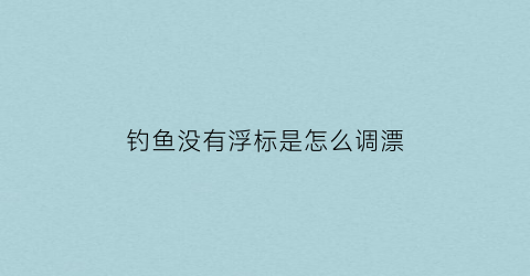 “钓鱼没有浮标是怎么调漂(钓鱼没有浮漂怎么判断上鱼了)