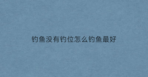 “钓鱼没有钓位怎么钓鱼最好(钓鱼没有钓到)