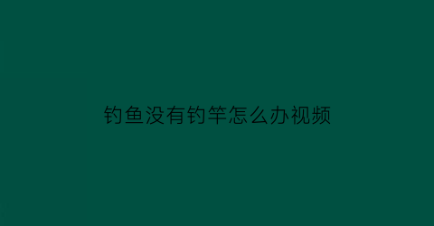 “钓鱼没有钓竿怎么办视频(钓鱼没杆)