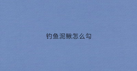 钓鱼泥鳅怎么勾(钓鱼钩泥鳅怎么钩)