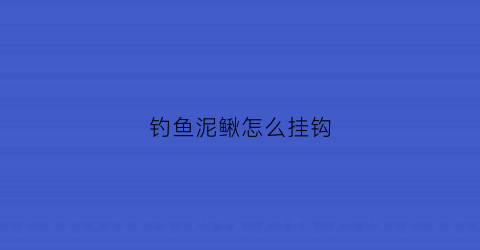 钓鱼泥鳅怎么挂钩(钓鱼泥鳅的正确挂法)