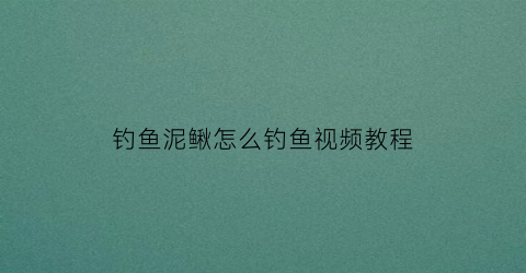 钓鱼泥鳅怎么钓鱼视频教程(钓鱼泥鳅怎么钓鱼视频教程下载)