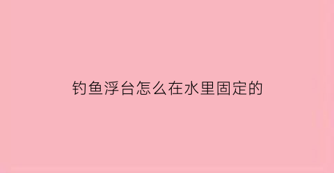 钓鱼浮台怎么在水里固定的(水上钓鱼浮台怎么固定)