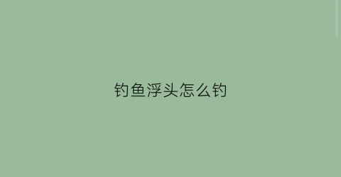 钓鱼浮头怎么钓(浮头鲤鱼怎么钓)