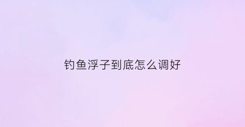 “钓鱼浮子到底怎么调好(钓鱼浮子到底怎么调好用)