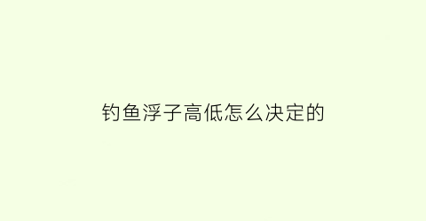 钓鱼浮子高低怎么决定的(钓鱼浮子高怎么调)