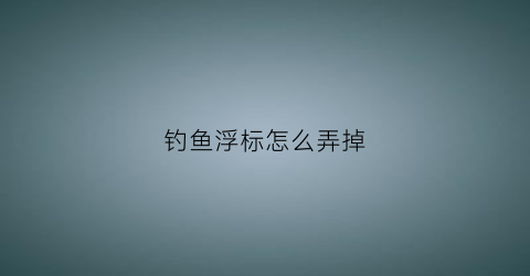 钓鱼浮标怎么弄掉(钓鱼的浮标怎么做教程视频)